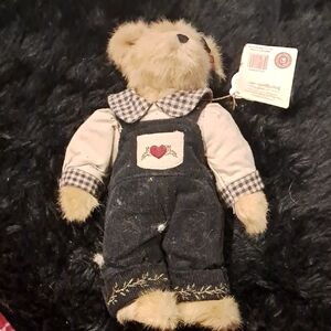 Boyds Collection Teddy Bear with Heart Overalls
